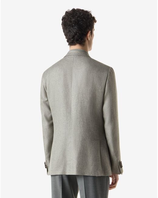 Corneliani Gray Linen And Lyocell Jacket for men
