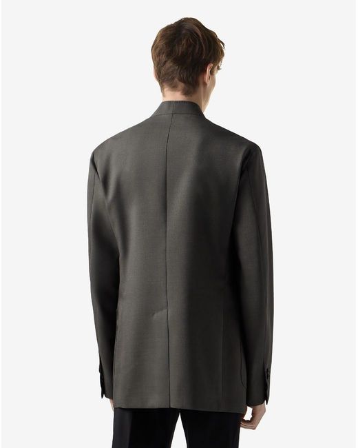 Corneliani Black Mud Mohair Jacket Without Lapels for men