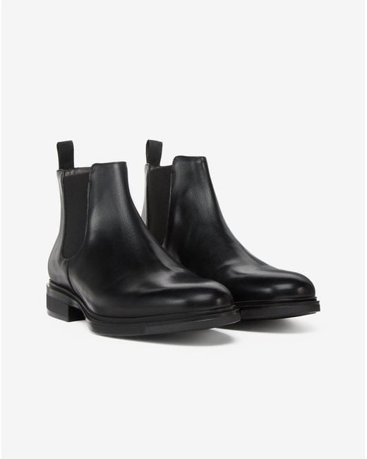 Corneliani Black Aged Calfskin Chelsea Boots for men