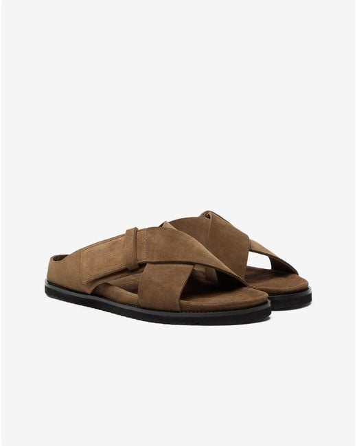 Corneliani Brown Light Sandals With Suede Crossover Straps for men