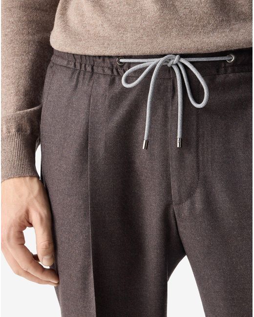 Corneliani Gray Dark Joggers Made From Stretch Wool Flannel With Micro Pattern for men