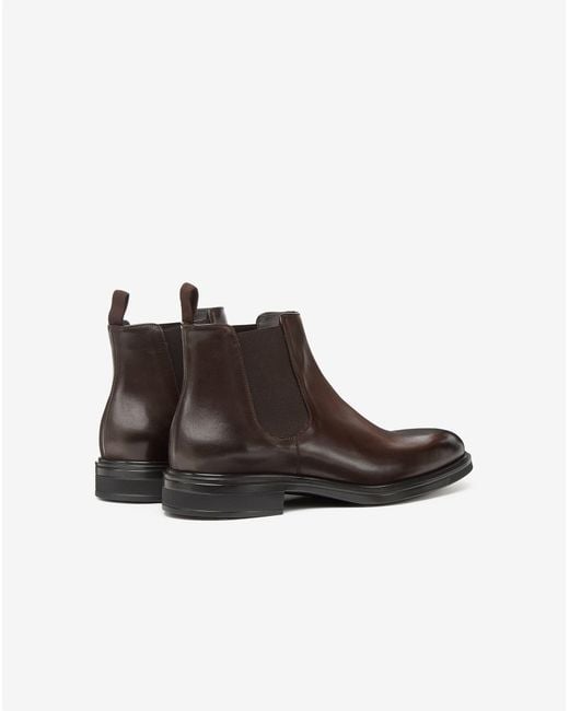 Corneliani White Aged Calfskin Chelsea Boots for men