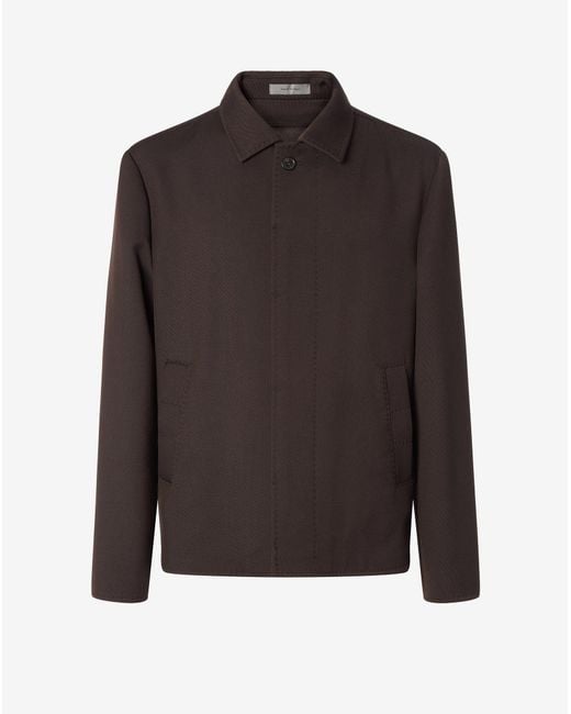 Corneliani Brown Dark Pure Wool Overshirt for men