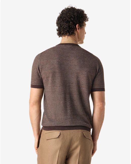 Corneliani Brown Crew Neck Linen And Silk Knitwear for men
