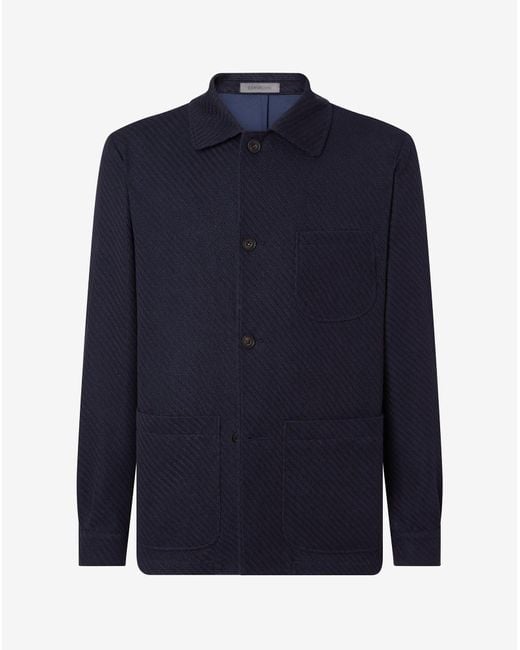 Corneliani Blue Linen And Silk Jersey Jacket for men