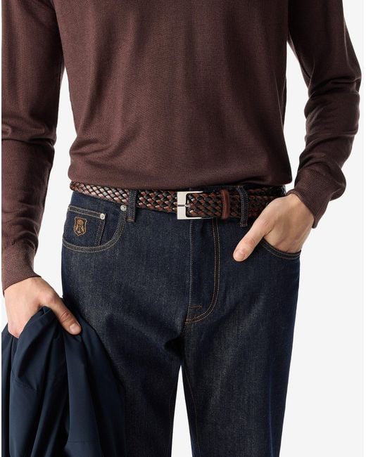 Corneliani Brown Braided Leather Belt for men