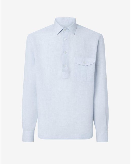 Corneliani Blue Light Pure Linen Shirt for men