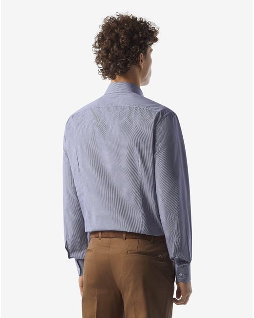 Camicia Con Microquadretto Bianco E di Corneliani in Blue da Uomo