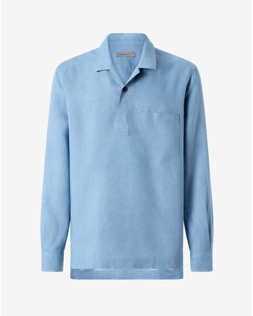 Corneliani Blue Pure Linen Shirt for men
