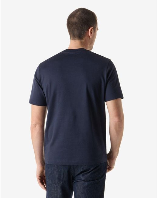 Corneliani Blue Crewneck Jersey T-Shirt With Print for men