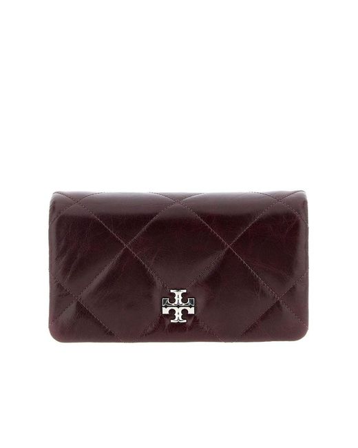 Tory Burch Purple Kira Leather Wallet On Chain
