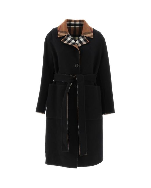 Burberry Black Check-pattern Reversible Wool Coat