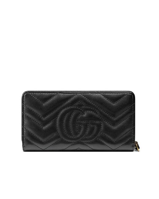 Gucci Black gg Marmont Zip Around Wallet Unisex Wallet One-size Leather