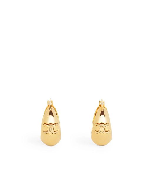 CELINE｜JEWERLY (TRIOMPHE FRAME LARGE EARRINGS IN BRASS Celine Triomphe Frame Large Earrings In Brass With Gold