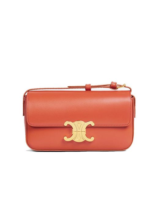 Celine Shoulder Bag Triomphe In Shiny Calfskin Cornelian in Orange Lyst Australia
