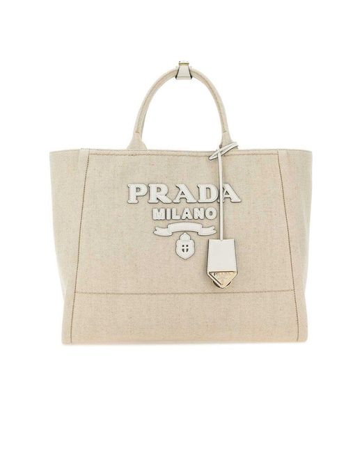 Prada Natural Canvas Shopping Bag