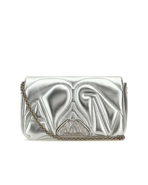 Alexander McQueen Gray Small Seal Shoulder Bag