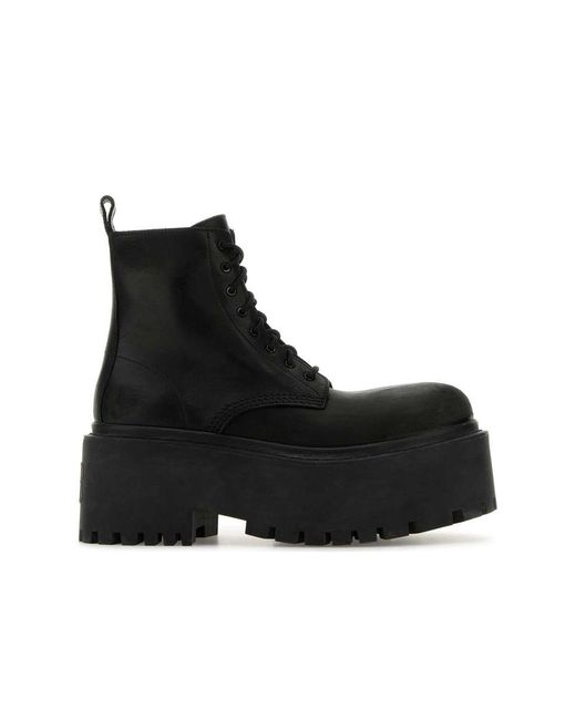 Balenciaga Black Strike Platform Ankle Boots