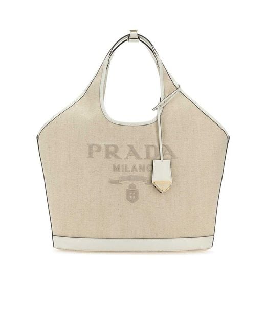 Prada Natural Canvas Shopping Bag