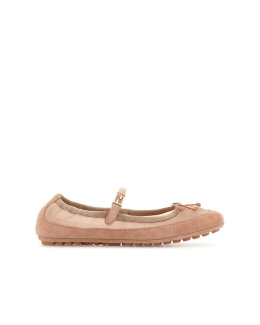 Fendi Pink Ballet Flat Mesh Ballerinas