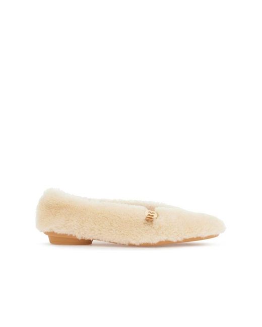 Ferragamo Natural Shearling Ballet Flats