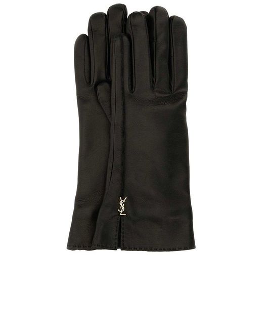 Saint Laurent Black Cassandre Gloves