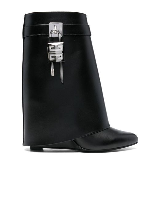 Givenchy Black T Shark Lock Leather Boots
