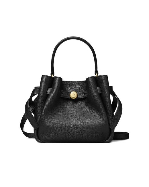 Tory Burch Black Romy Mini Leather Bucket Bag