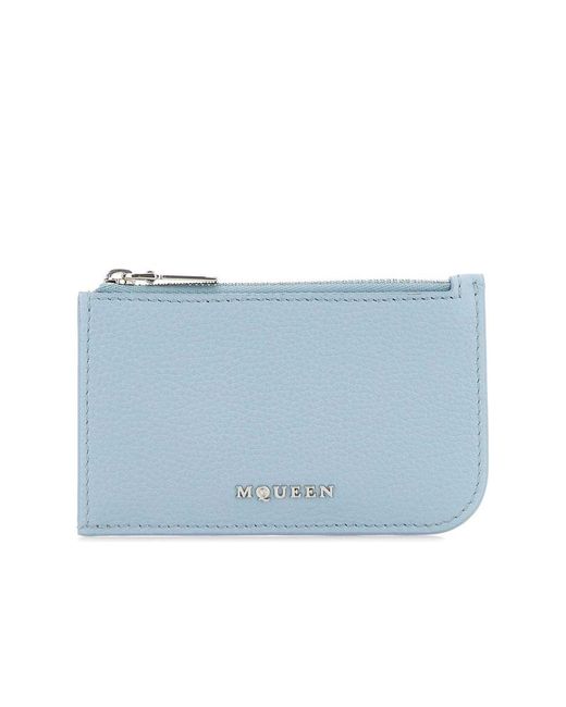 Alexander McQueen Blue Sling Zip Card Case