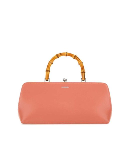 Jil Sander Pink Small Goji Bamboo Handbag