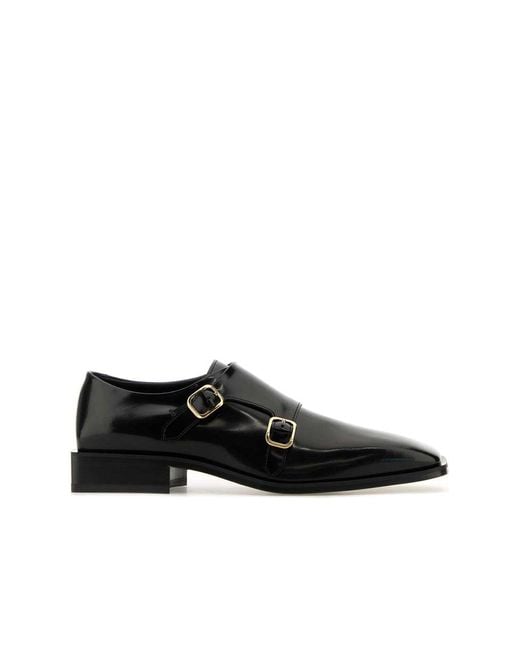 Ferragamo Black Doppia Fibb Monk Strap Shoes
