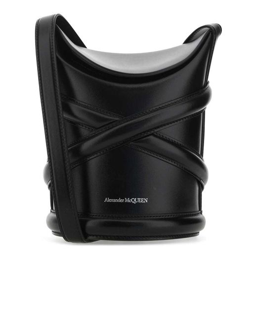 Alexander McQueen Black The Curve Bucket Bag