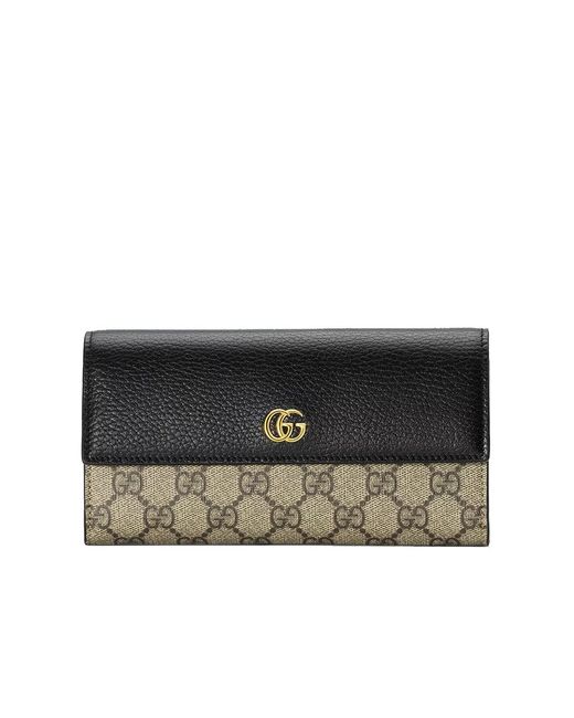 Gucci Black gg Marmont Leather Continental Wallet