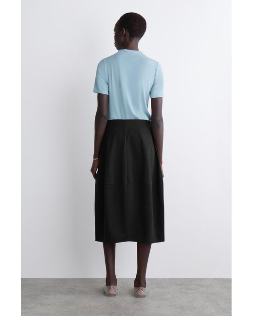 COS Black Rounded Cotton Midi Skirt