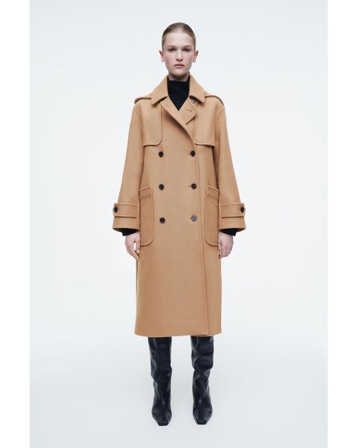 COS Hooded Wool Duffle Coat in Natural | Lyst