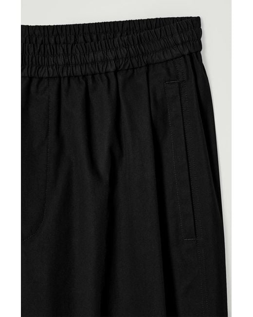 COS Black Cropped Elasticated Relaxed-Fit Wide-Leg Trousers for men