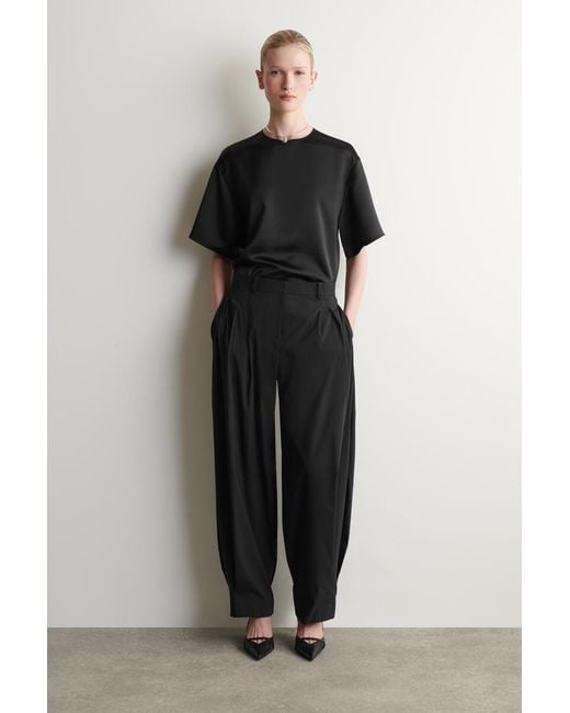 COS Black Oversized Satin T-Shirt