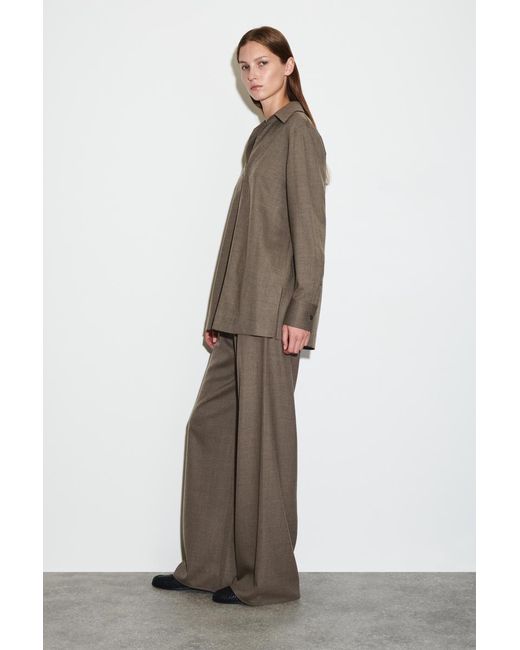 COS Brown Open-Collar Wool-Blend Shirt