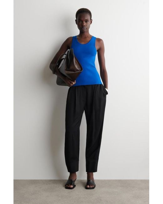 COS Blue Knitted Scoop-Neck Tank Top
