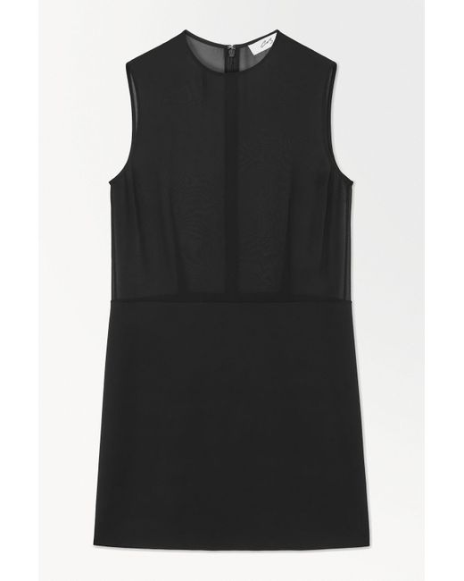 COS Black The Sheer-panel Silk Shift Dress