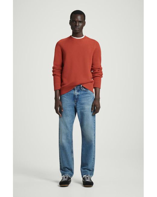 COS Orange Ribbed Merino Wool Jumper