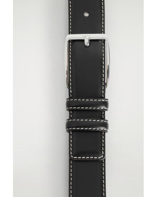 COS Black Topstitched Leather Belt