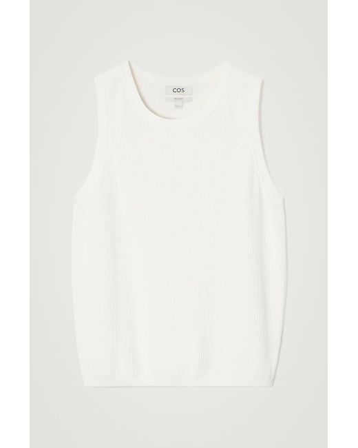 COS White Relaxed Textured-knit Cotton Vest for men