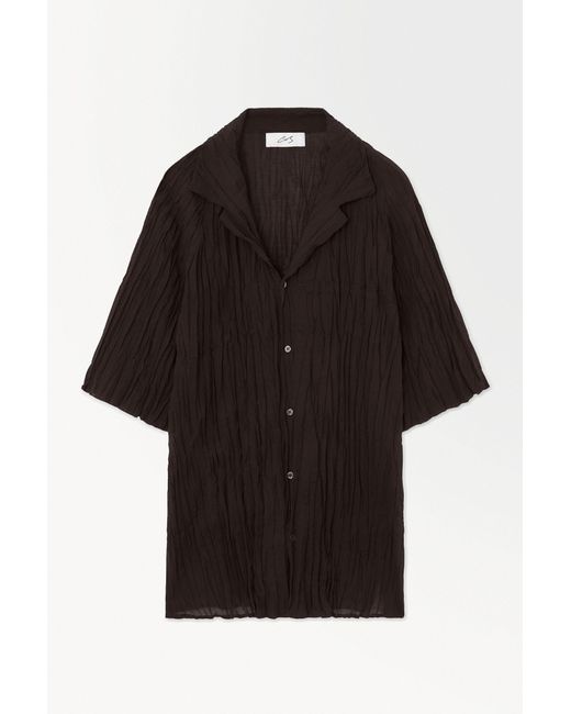 COS Black The Crinkled Wool Resort Shirt for men