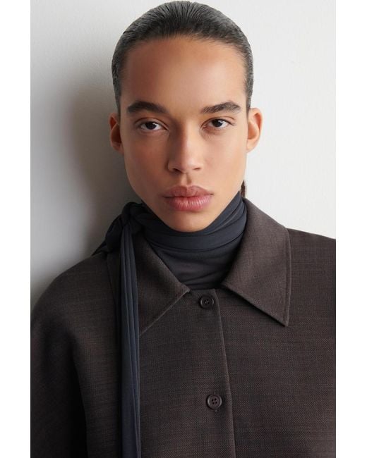 COS Black Rounded Wool-Blend Shirt