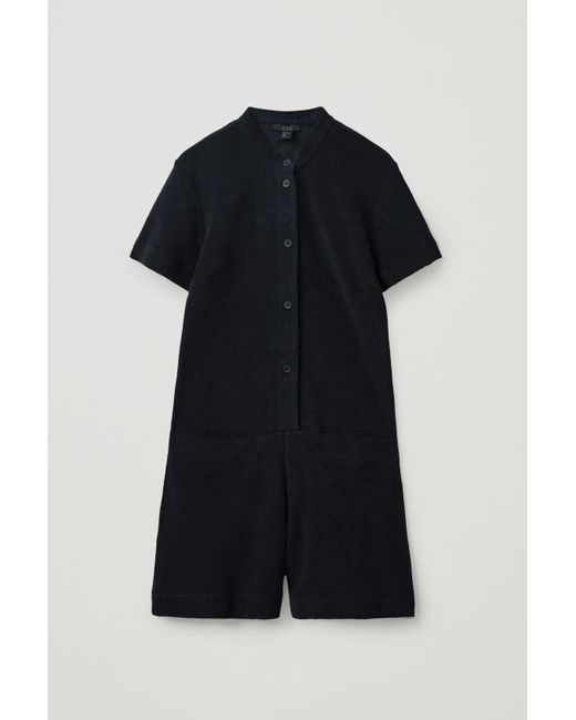 COS Blue Terry Towelling Playsuit
