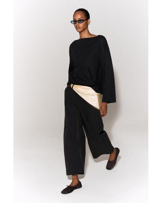COS Blue Boat-Neck Linen Blouse