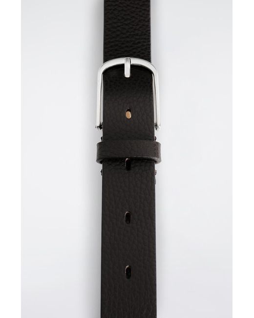 COS White Grained-Leather Belt for men