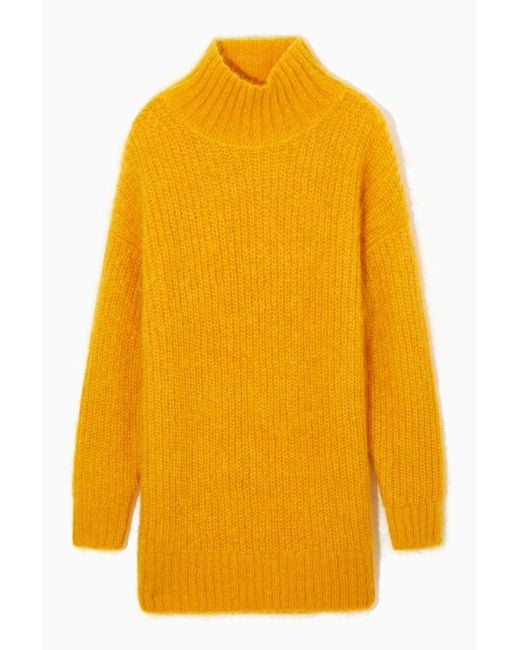 COS Yellow Funnel-neck Mohair Tunic