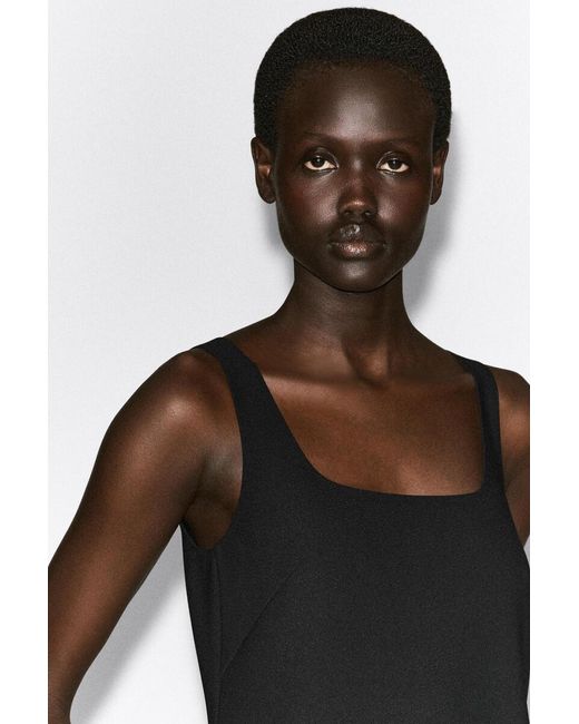 COS Black Square-Neck Crepe-Jersey Dress